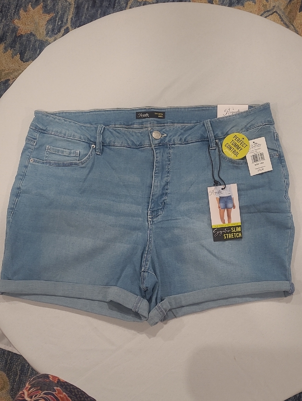 ROYALTY FOR ME Signature Slum Stretch Denim Shorts. 18W